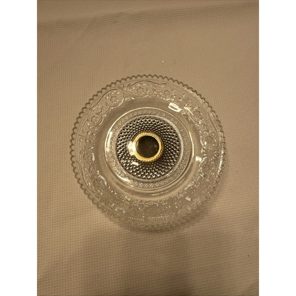 Vintage KIG Malaysia Fleur De Lis Pattern‎ Footed Candy Dish, 5.75